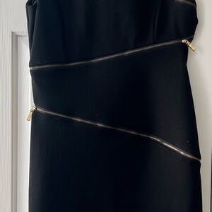 Adrienne Vittadini Black Dress with Gold Zippers